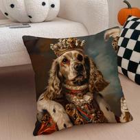 European Vintage Royal Dog Pillow Case Antidustmite Pillowcase Invisible Zipper Silky Short Plush Sofa Cushion Cover 30x30 cm