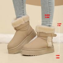 New Fluffy Rabbit Fur Warm Snow Boots for Women Winter Thick Plush Cotton Shoes Woman Faux Suede Non Slip Platform Ankle Boots 36 smėlis