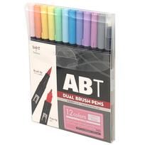 Tombow Dual Brush Pen ABT Set 12-Color (Pastel) AB-T12CPA gray