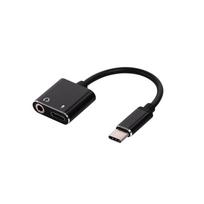 C tipo iki 3,5 mm lizdo ausinių įkrovimo kabelis USB C garso Aux garso kabelis juoda