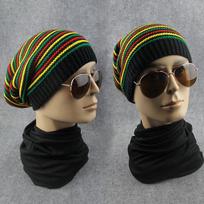 skrybėlė Stilinga Bob Marley Reggae kepurė Jamaikos Pom Slouch Baggy Beanie Stripe Brim Medvilnė Žiema random brown