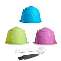 PP pripildomos kavos kapsulės Daugkartinio naudojimo kavos kapsulių puodelio filtrų rinkinys, suderinamas su DOLCE GUSTO mėlyna/žalia