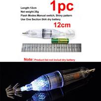 1vnt 12cm 17cm 5AA baterijos LED kalmarų viliojimo lempa jūrinei žvejybai kalmarų aštuonkojai skėčio kabliukas giliai nukritęs, traukiantis žvejybos šviesa 12cm balta