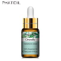PHATOIL 5ml/10ml/15ml/30ml/100ml Citronella eteriniai aliejai aromaterapiniams difuzoriams Odos priežiūrai masažo kvapams Natūralus vandenyje tirpus aliejus Citronella-100ml black