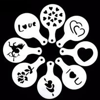 8Pcs/SET Coffee Stencil Cafe Barista Tools Latte Art Maker Cappuccino Coffee Accessories