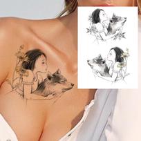 Seksuali lapės gėlė laikina tatuiruotė moterims mergaitėms suaugusiems lotoso vilko drugelio tatuiruotės lipdukas akvarelė netikra vandeniui atspari tatuiruotė