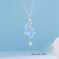 Nauja žvaigždė Mėnulis Meilės pakabukas karoliai Moonstone karoliai Moteriška mada Valentino dienos jubiliejaus dovana