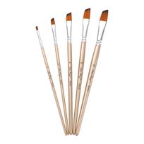 5 vnt. kampinių antgalių šepetėlių rinkinys nailoniniai plaukams medinės rankenos Artists teptukai vaikams Angular Tip beige