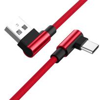 90 laipsnių USB Type C, skirtas Samsung XiaoMi HuaWei greito įkrovimo įkrovimo duomenų laidui 2M raudona