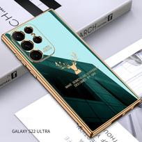 Samsung S22 Ultra metalo padengimo dėklas Minkštas silikoninis elnio rašto telefono dėklas, skirtas Galaxy S22 Plus fotoaparato objektyvo apsauginis galinis dangtelis, skirtas Galaxy S22 5G For Galaxy S22 Plus žalia