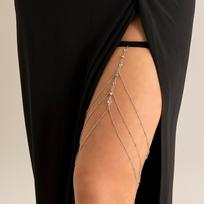Moteriška seksuali elastinga juosta kojų grandinėlė ant šlaunų, moteriška paplūdimio ilga kutais daugiasluoksnė reguliuojamo kūno papuošalų suknelė, papuošta sidabras