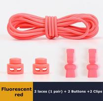 NR.8 Nerišami batraiščiai Apvalūs Elastiniai Batų Raiščiai Plastikinis Fiksatorius Tinka Visiems Batams Suaugusiems Vaikams Ėjimui Sportui Tingūs Raiščiai T1-2-Fluorescent red