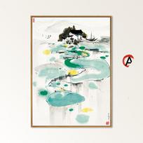 Šiaurės šalių drobės tapyba Nauja kinų dekoratyvinė tapyba Šiuolaikiniai poetai Wu Guanzhong Jangdzės upės deltos tapyba 21x30 No Frame white