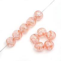 14 mm 1vnt rankomis dažyti tuščiaviduriai stiklo karoliukai su plona linija papuošalams gaminti 14mm rožinė