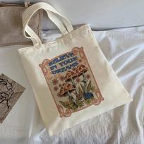 Grybo talpos krepšys Vintažinis krepšys per petį moterims kpop drobės krepšys y2k mada mielas krepšys per petį kasdienis harajuka pirkinių krepšys 24*26cm