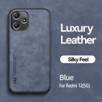 KEYSION Luxury Retro Leather Case for Redmi 12 5G 12 4G Soft Silicone+PC Shockproof Phone Back Cover for Xiaomi POCO M6 Pro 5G for Redmi 12 5G mėlyna