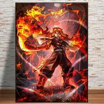 Japoniško anime Demono žudikas Abstraktaus Paveikslo Spaudinys Veikėjai Rengoku Tanjiro Drobės Tapyba Sienos Menas Paveikslai Kambarys Namų Dekoras Be Rėmo 21*30cm