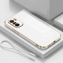 Skirtas Xiaomi Poco M5s dėklui Poco F3 dangtelis 2207117BPG M2012K11AG prabangus kvadratinis padengimas POCO F3 M5S telefono dėklui atsparus smūgiams galinis dangtelis Poco M5s&Case & Strap sniego baltumo spalva