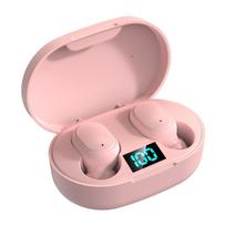 Atnaujintos E6S TWS belaidės ausinės, skirtos Xiaomi Huawei LED skaitmeninis ekranas Žemųjų dažnių garsiakalbis HiFi stereo muzika su HD mikrofonu triukšmo mažinimo ausinės į ausis rožinė