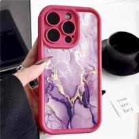 Skirta iPhone 16 15 14 Pro Max 13 Pro 12 Mini 11 XR XS smūgiams atsparus marmurinis raštas matinis TPU minkštas dangtelis iPhone 12 violetinė