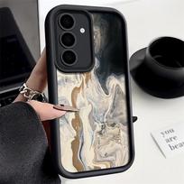 Samsung S24 FE S23 Ultra S22 Plus S21 S20 FE A55 A54 A52 A34 A15 A14 Dėklas Smūgiams atsparus Rašalo Marmuro Tekstūros Minkštas Silikoninis Telefono Dėklas Samsung S24 juoda