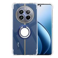 Oro pagalvė Smūgiams atsparus skaidrus telefono dėklas realme 12 pro plus su žiedu laikikliu Minkštas TPU galinis dangtelis realme 12 5g For Realme 12 mėlyna
