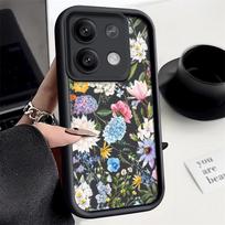 Hortenzijos gėlių rašto dėklas, skirtas Xiaomi Poco X6 X5 13t 11t Pro Redmi Note 13 12 11 10 Pro smūgiams atsparus silikoninis minkštas lęšių apsauginis dėklas Xiaomi Poco C65 4G ruda