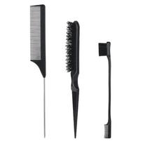 3Pcs Hair Styling Comb Set Teasing Hair Brush Rat Tail Combs Double Sided Edge Control Hair Comb Oil-Baked Brush Barber Tools juoda