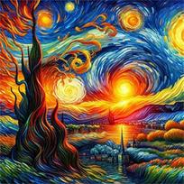 Pasidaryk pats Deimantinė tapyba Saulėgrąža Van Gogas Kryželiu Rinkinys Mozaikos menas Deimantinė tapyba Pilnas Apskritas/Kvadratinis Deimantas Namų Dekoravimas Round 20x20cm
