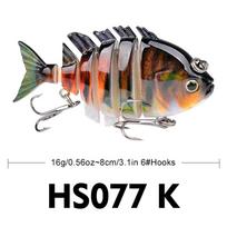 Masalas Netikras Masalas 6 dalių Daugiasluoksnis Žuvis 8cm 16g Bioninis Plastikinis Kietas Masalas, Viršutinės Burnos Ešerys Persivalgymas Žuvų Masalas HS077 8cm 16g