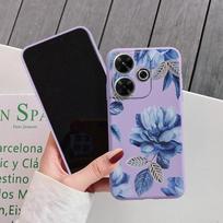 Gėlės minkštas silikoninis dėklas, skirtas Samsung A55 A35 M35 S24 Xiaomi Redmi Note 13 Pro 13C 14 Poco C65 iPhone Huawei Honor 200 Realme fotoaparato smūgiams atsparus dangtelis Samsung Galaxy S9 Plus violetinė