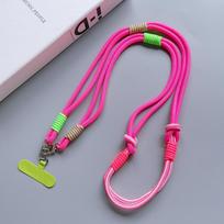 Personalizuota madinga dviejų spalvų universali mobiliojo telefono virvelė įstrižai per petį, ilga virvė, peties dirželis, madinga saugos virvė Polyester / Nylon pink
