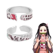 Anime Demon Slayer Žiedas Kimetsu No Yaiba Kamado Tanjirou Įkvėptas Reguliuojamas Žiedas Gerbėjams Cosplay Rekvizitai Papuošalų Dovanėlė kaip parodyta spalva