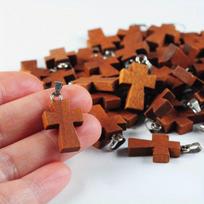 5/10 VNT Mini Kryžiaus Karoliai Rankų Darbo Kryžiaus Pakabukas su Sagtimi Kryžiaus Pakabukas PASIDARYK pats Mažas Medinis Kryžiaus Pakabukas 5/10 VNT 5PCS