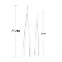 Sidabrinės nerūdijančio plieno ilgos maisto žnyplės Tiesūs pincetai Virtuvės įrankis Sliver 25cm white