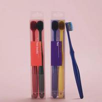 Ultra-Fine Soft Bristle Toothbrush, Large Wide Head, Nano, Family Pack for Adults 1 box of 2 blue