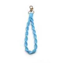 Rankų darbo medvilninės virvės raktų pakabukas-apyrankė su pakabuku nuo pametimo automobilio raktams Cotton Rope 20x2cm white