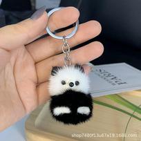 Žavingas raudonosios pandos audinės kailio raktų pakabukas pliušinis - mielas krepšio pakabukas ir maža dovana 6 cm Mink Fur Red Panda balta/juoda