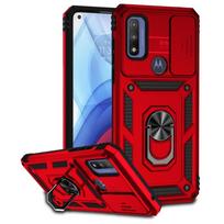 Dėklas Motorola Moto G Pure Dėklas Moto G Pure Coque Fundas Stumdomas Objektyvas Magnetinis Žiedo Laikiklis Galinis Buferis For Moto G Pure raudona
