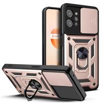 Dėklas OPPO Realme 8 5G, Žiedas-laikiklis automobiliui, Šarvuotas smūgiams atsparus apsauginis dangtelis Relme Ralme Realmi Redmy 8Pro Realme8 Pro 8i for Realme 8 5G rožinio aukso spalvos
