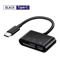 Type C kortelių skaitytuvas SD TF atminties kortelių skaitytuvas USB C OTG adapteris didelės spartos duomenų siųstuvas, skirtas Macbook, Huawei, Samsung, Xiaomi juoda
