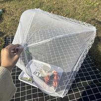 60*100CM Didelė iššokanti balto tinklelio maisto uždengimo palapinė - Sulankstoma, Skaidrus tinklelis, Ideali lauko piknikams, kepsniams ir vakarėliams, Apsaugo nuo vabzdžių 32*32cm