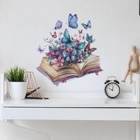 Kūrybinga magiška knyga drugeliai gėlės fonas svetainės įėjimo pagražinimo dekoracija sienų lipdukai 35*39cm/fun-f474