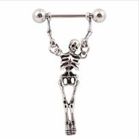 1 Piece Hypoallergenic Medical Stainless Steel Rod Ear Piercing Skull Shape Body Belly Barbell Rings MIT