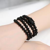 Unisex juodo obsidiano akmens apyrankė su drakono ir fenikso motyvais sėkmei ir apsaugai 6MM white