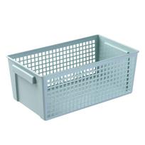 Desktop Storage Basket Hollow Rectangular PP Organizer Bin for Snacks Stationary Toiletry Light L 28x16x11.5cm gray
