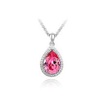 Elegant Korean Water Drop Crystal Necklace: Clavicle Chain with Diamonds - True Love Tears Luxury Gift for Women giliai rausva spalva