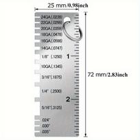 Metalo lakšto storio matuoklis Metalinis įrankis Nerūdijantis plienas Vienašalis medžiagos vielos storio matuoklis Padengtas Dydžio patikrinimo įrankis 1pc sidabras