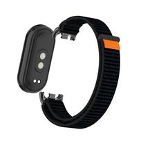 Nailoninis kvėpuojantis dirželis Xiaomi Mi Band 10 9 8 apyrankei, metalinė galvutė su dalelėmis Mi Band 10 9 8 NFC priedams Mi Smart Band 10/10NFC juoda