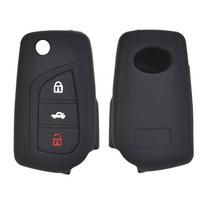 Silikoninis raktų dangtelis dėklas Toyota Auris Corolla Avensis Verso Yaris Aygo Scion TC IM 3 mygtukų nuotolinio valdymo pultelio apsauginis korpusas Fob odelė juoda